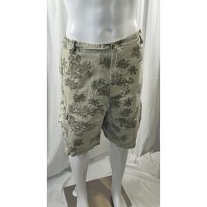 Wonderwall Broken In Cargo Shorts Tan Tropical Beach Resortware, 42, 87-24